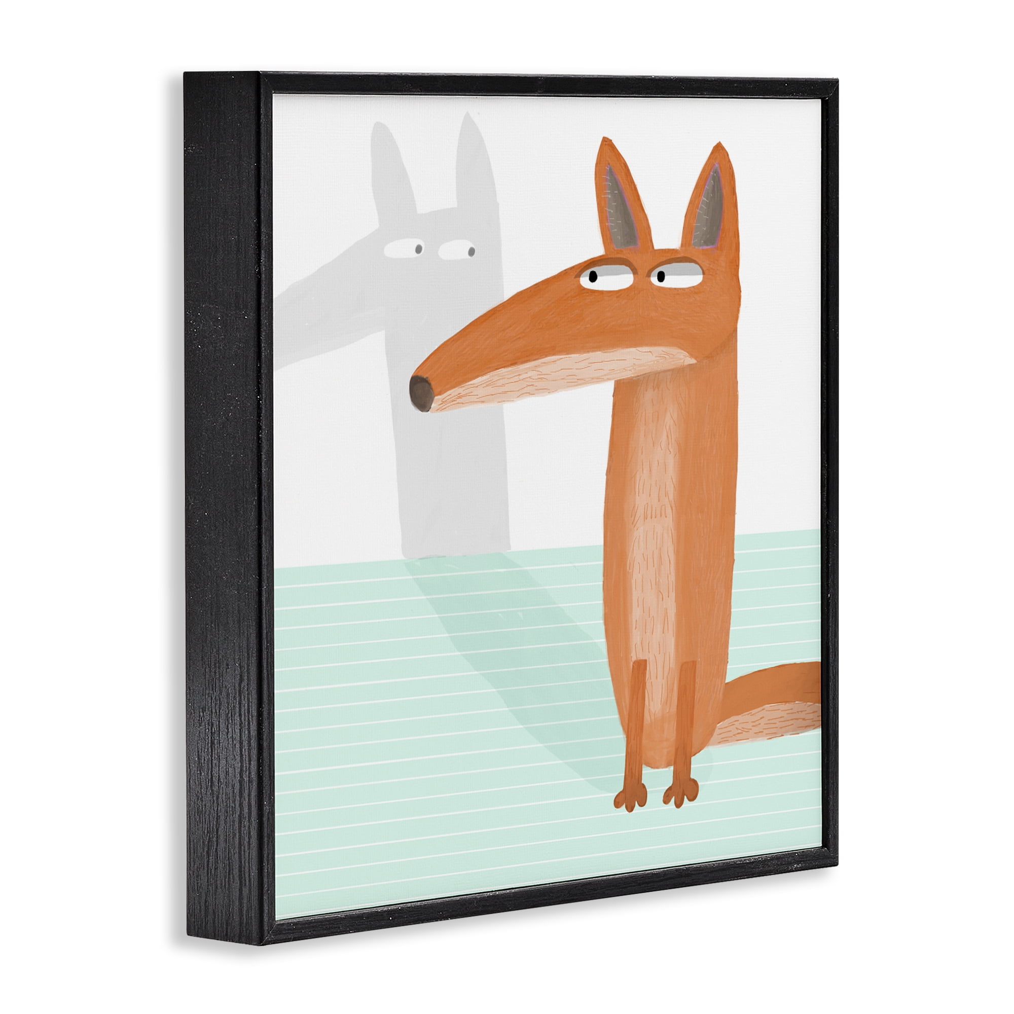 Stupell Industries Whimsical Fox Shadow Black Framed Giclee Art, design by Carla Daly