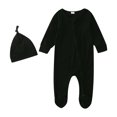 thumbnail image 1 of Gibobby Conjunto de leggings para bebés y niñas Bebé NiñosNiñas Manga Larga Sólido Cremallera Mono Mono Sombrero Trajes(Negro, 3-6 Meses), 1 of 5