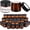 Amber, variant on 2 oz Round Clear Glass Jars,  70   Jars with Black , Black and White Labels & Inner Liners, Empty  Containers for ,