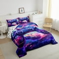 thumbnail image 3 of Manfei Game Console Full Size Comforter Sets,Colorful Galaxy Starry Sky Bedding Comforter Set,Purple Pink Ombre Bedding Sets For Kids,Super Cozy Room Decor Reversible,3-Piece, 3 of 8