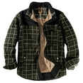 thumbnail image 3 of BOBOGOJP Men's Corduroy Plaid Sherpa Lined Flannel Shirt Jacket Fleece Coat (Amry Green,XXL), 3 of 4