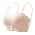 thumbnail image 4 of Women's Bra With Adjustable Straps Front-Close Push Up Lace Trim Comfortable Breathable Soft Underwear For Everyday Wear,Beige,XXXXXL, 4 of 9