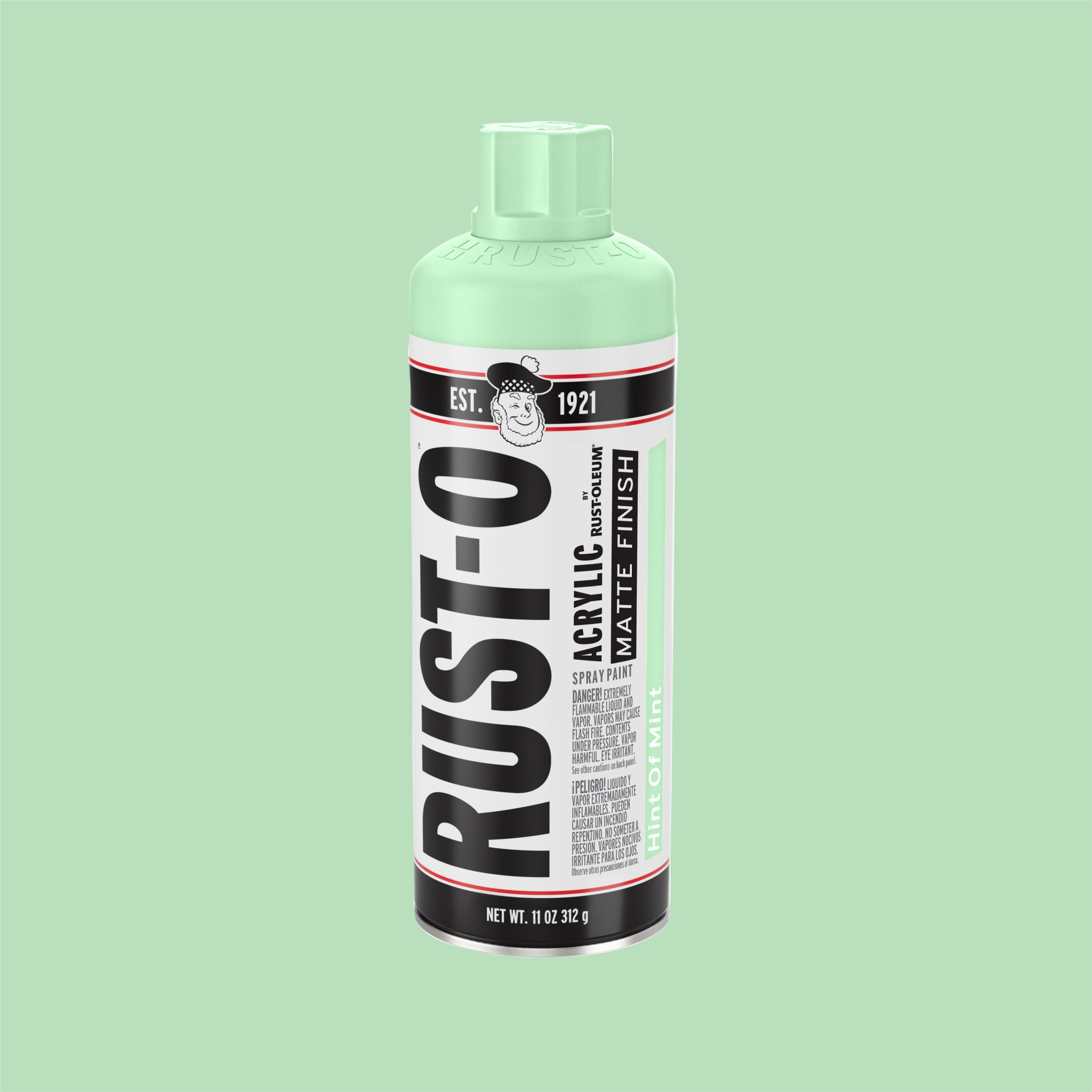 (2 pack) Hint of Mint, Rust-Oleum Rust-O Acrylic Matte Spray Paint-392205, 11 oz