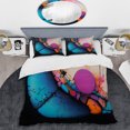 thumbnail image 2 of Designart "Cubist Ink Expression in Blue and Pink II" Abstract Fractal Bedding Covert Set - Abstract Blue Modern Bed Set With 2 Shams, 2 of 6