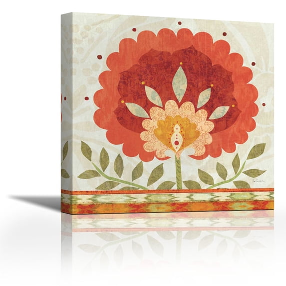 Ikat Bloom II - Contemporary Fine Art Giclee on Canvas Gallery Wrap - wall décor - Art painting - 27 x 27 Inch - Ready to Hang
