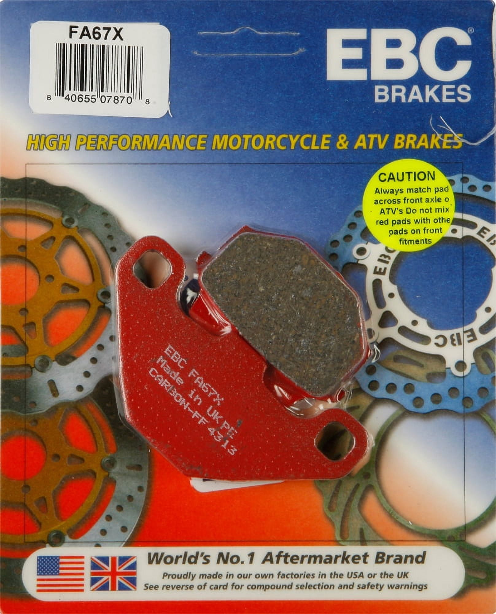 EBC Brakes FA135X X-Series Carbon Brake Pad Set - Aramid Fiber Pads For Motorcycles/ATVs