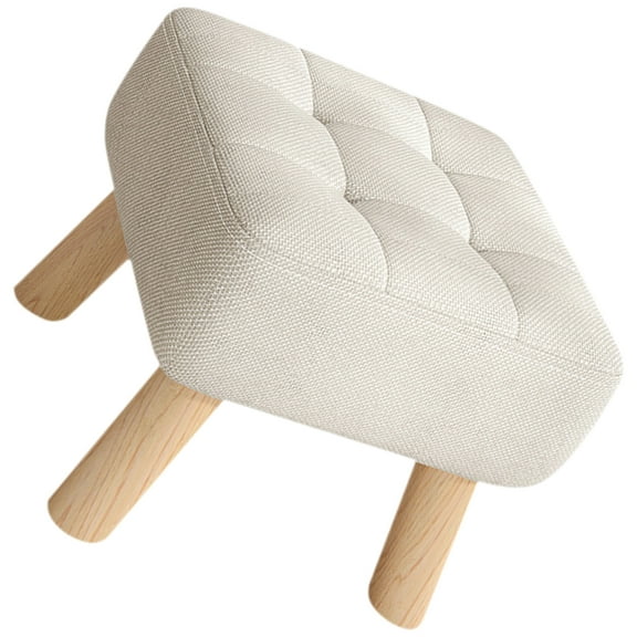 HEMOTON Beige Cloth Foot Stool for Kids Lightweight Low Step Stool Perfect for Bathroom and Bedroom Use 15.0"