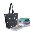thumbnail image 2 of FORMRS Womens Canvas Tote Bag with Zipper Inner Pocket Shoulder Handbag, Blue Stars Pattern, 2 of 7