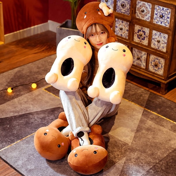 Pair Funny Penis Shaped Plush Slippers Cute Toys Cartoon Warm Winter Adult Shoes Women Indoor Household Creative Gifts heqiyong LED