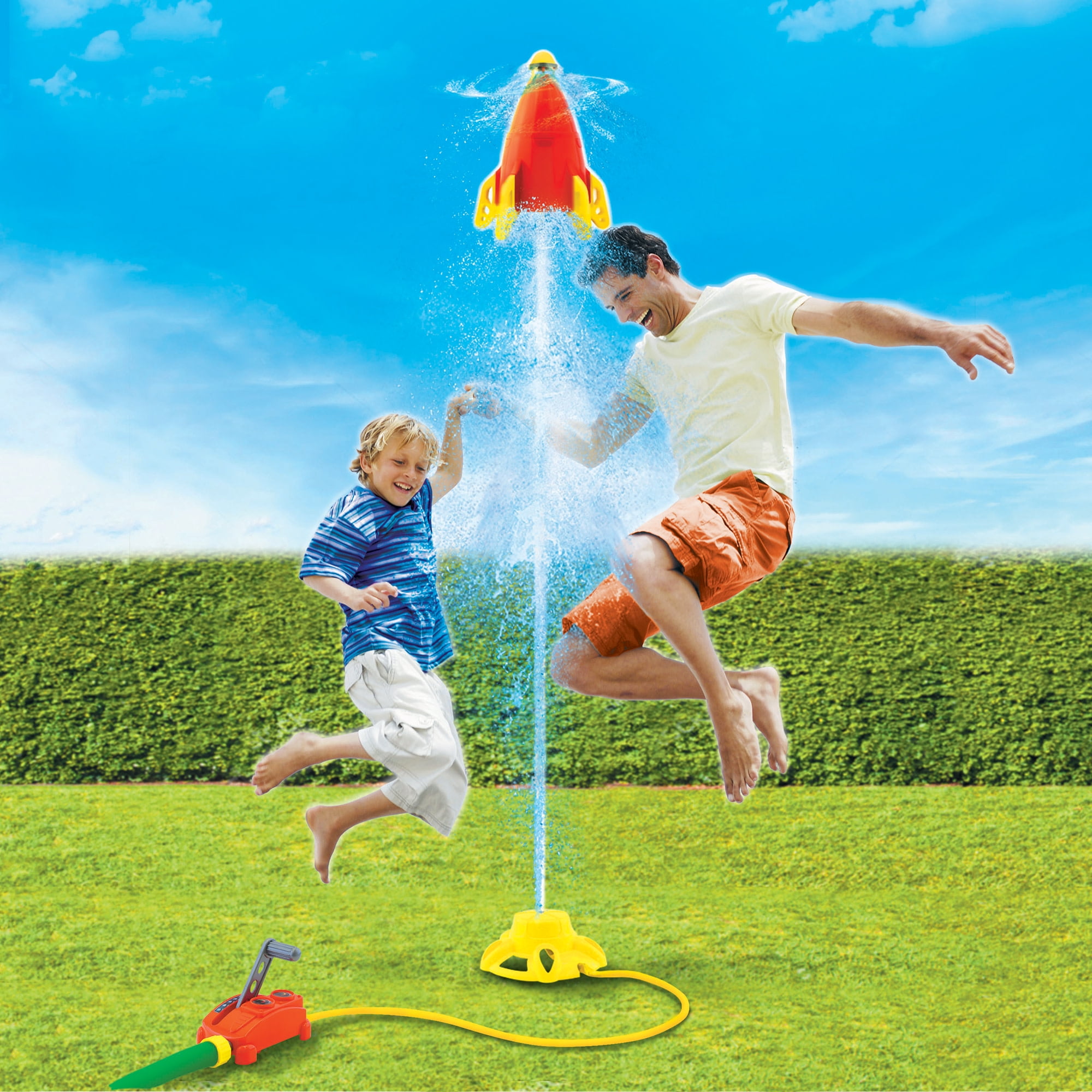 Lanard: Water-Powered Splash Rocket Sprinkler - Hovers & Sprays Water, Controllable Launcher, Flies Up To 16 ft, Hose Attaching, Outdoor Toy, Kids 5+