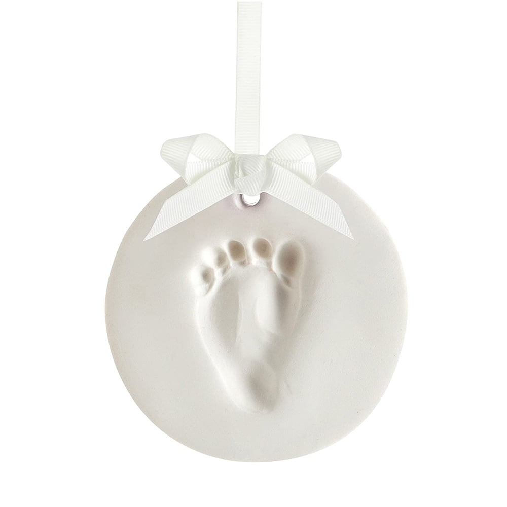 Baby Handprint & Footprint Kit Clay Hand Print Picture Frame for Newborn - Best New Mom Gift - Foot Impression Photo Keepsake for Girl & Boy - White Feet Imprint Mold