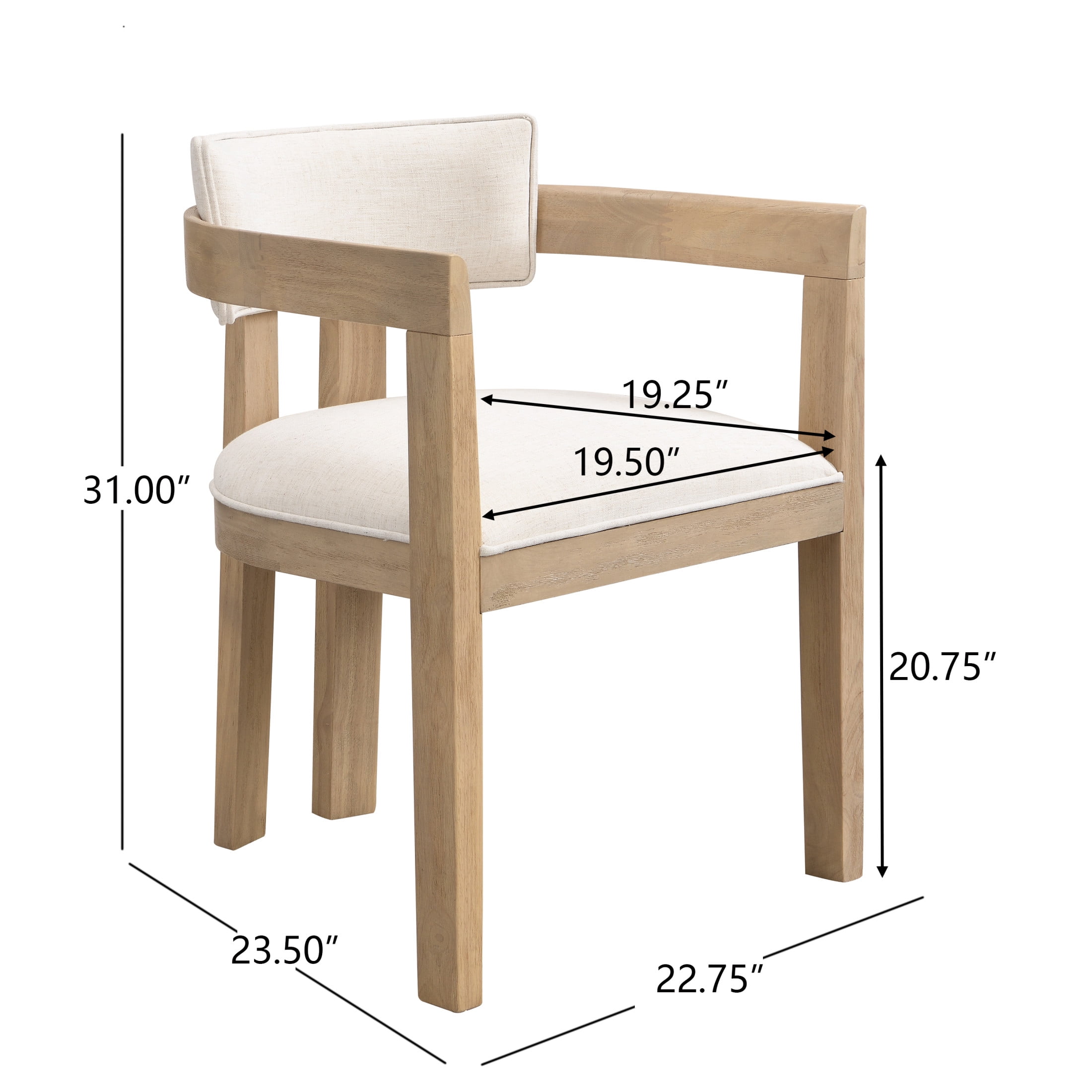 Rovelle Modern Upholstered Dining Chairs, Rubberwood, Beige + Natural Ash, Set of 2