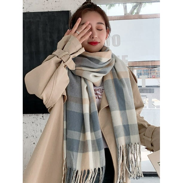Bufanda de Cachemira de imitacion para Mujer Pashmina con flecos de estilo pijo Pashmina larga chal de invierno novedad de 2023 Fivean unisex Walmart en linea