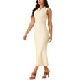 thumbnail image 4 of Vestido de suéter midi sin mangas de punto acanalado para mujer INSPIRE CHIC, elegante y casual con cuello simulado, 4 of 5