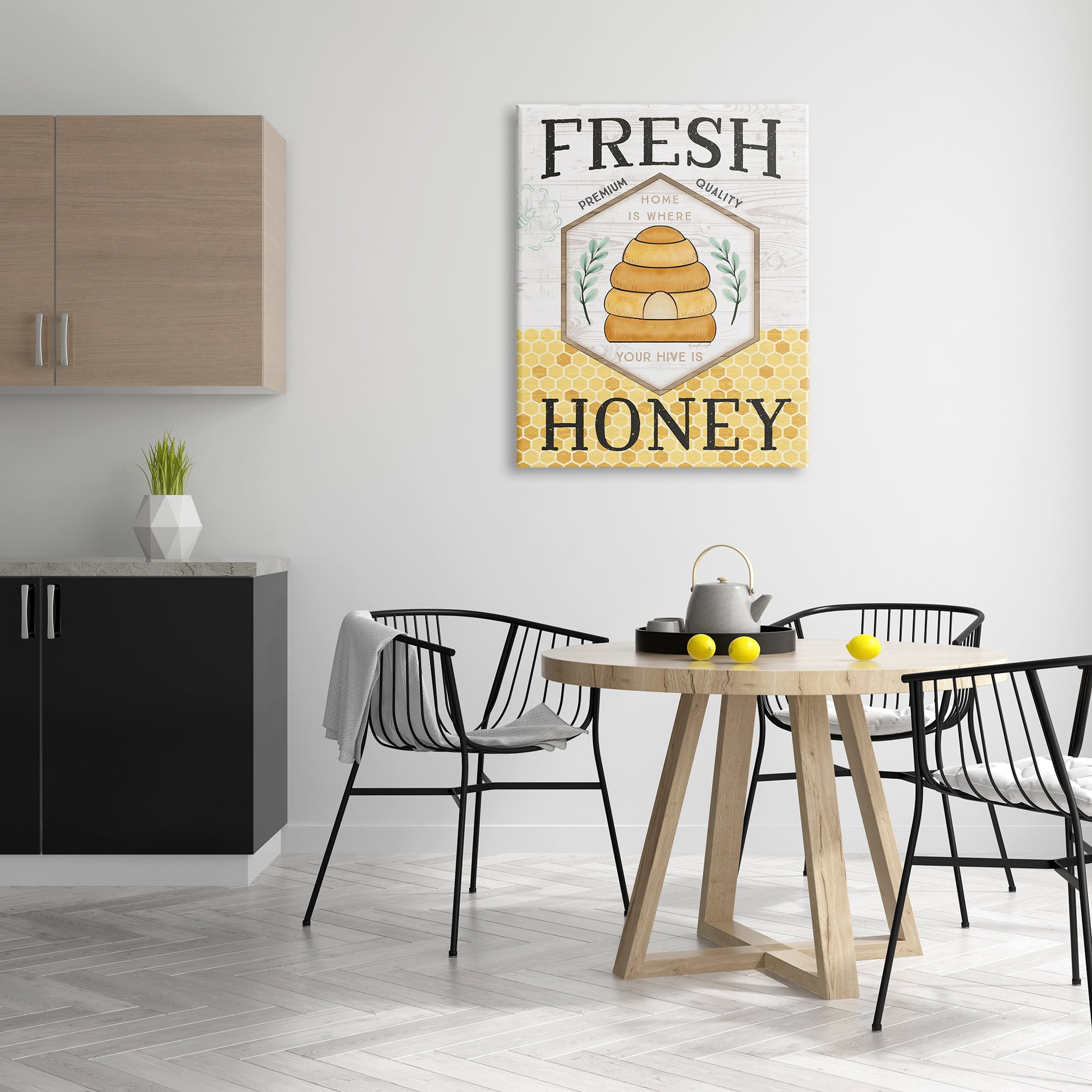Stupell Industries Fresh Honey Rustic Bee Hive Typography Sign Graphic Art Gallery Wrapped Canvas Print Wall Art, Design by Jennifer Pugh
