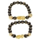 thumbnail image 1 of 2Pcs de dorada Inscrito en sánscrito Brazalete de Accesorio de amulèto valiente de mm 12 mm Salvador Pi Xiu Obsidian Bracelet, 1 of 10