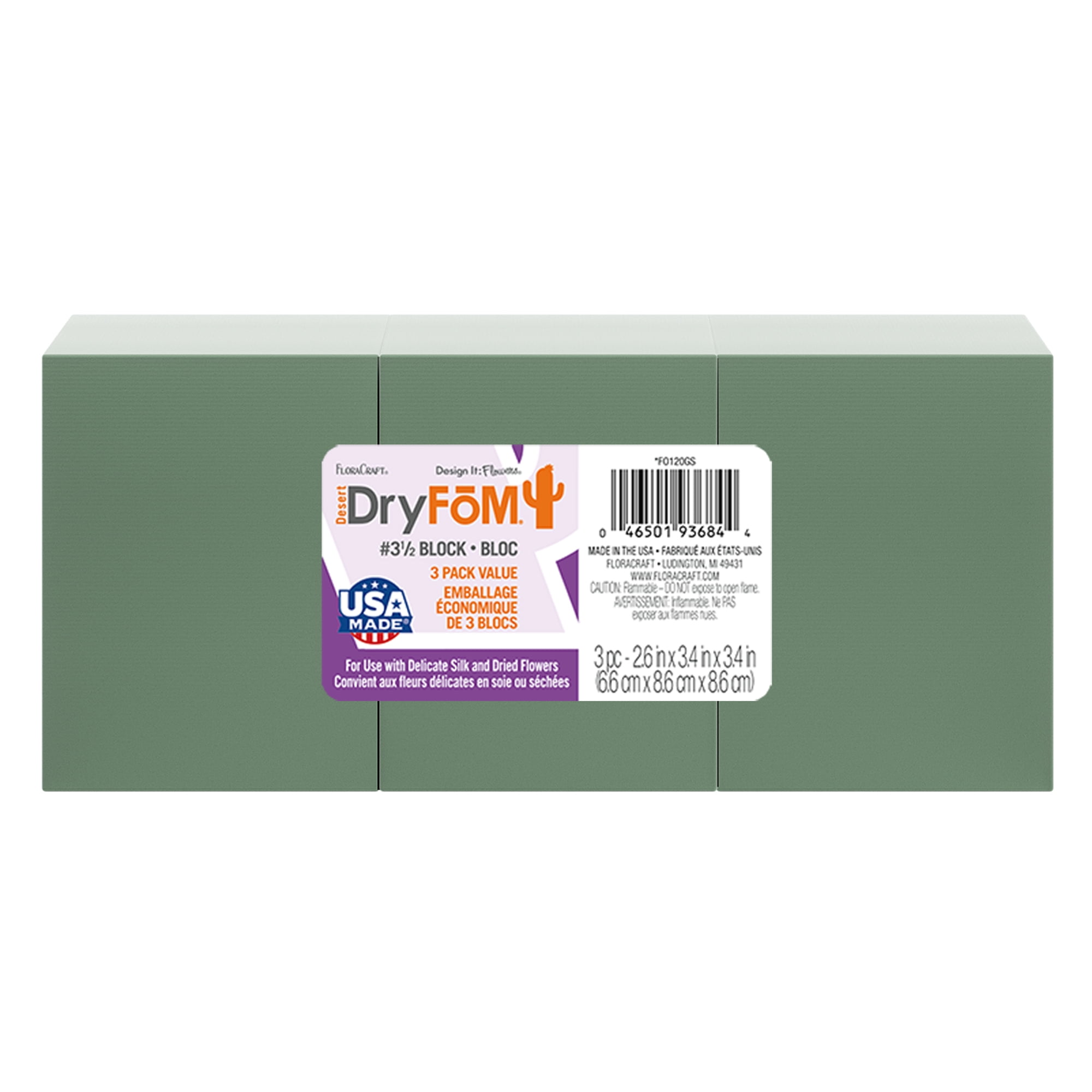 FloraCraft DryFÅM Green Block, 18 Packs: 3 ct. (54 total)