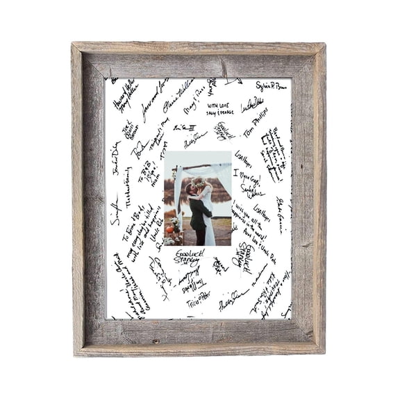 BARNWOODUSA 18x24 Wedding Guest Signature Frame s 8x10 Photo with White Mat for Autographs Wedding, Graduations, Birthday, Retirement