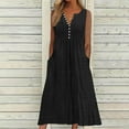 thumbnail image 2 of Womens Casual Summer Tank Dress V Neck Button Sleeveless Eyelet Sundress A-Line Beach Midi Dresses with Pockets, 2 of 5