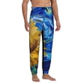thumbnail image 4 of Xecao Whimsical Sunflowers Night Sky Print Active Tech Joggers for Men, Mens Sweatpants Lounge Pants with Pockets-3X-Large, 4 of 5