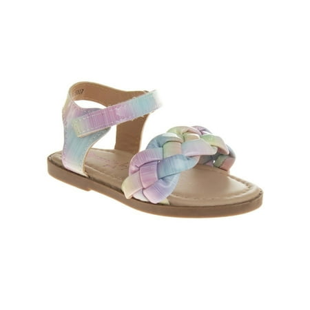 Nanette Lepore hook and loop Toddler Girl's Open Toe Strap Sandals - Pastel Multi, 6