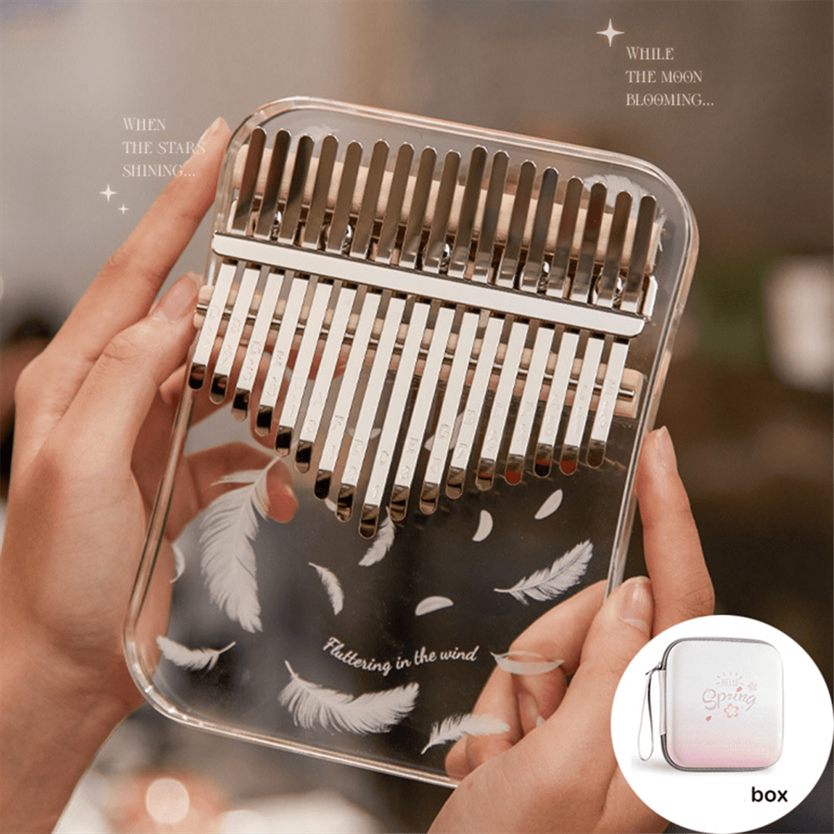 Kalimba 17 Key Professional Thumb Piano Acrylic Kalimba Thumb Piano Keyboard Musical Instrument White
