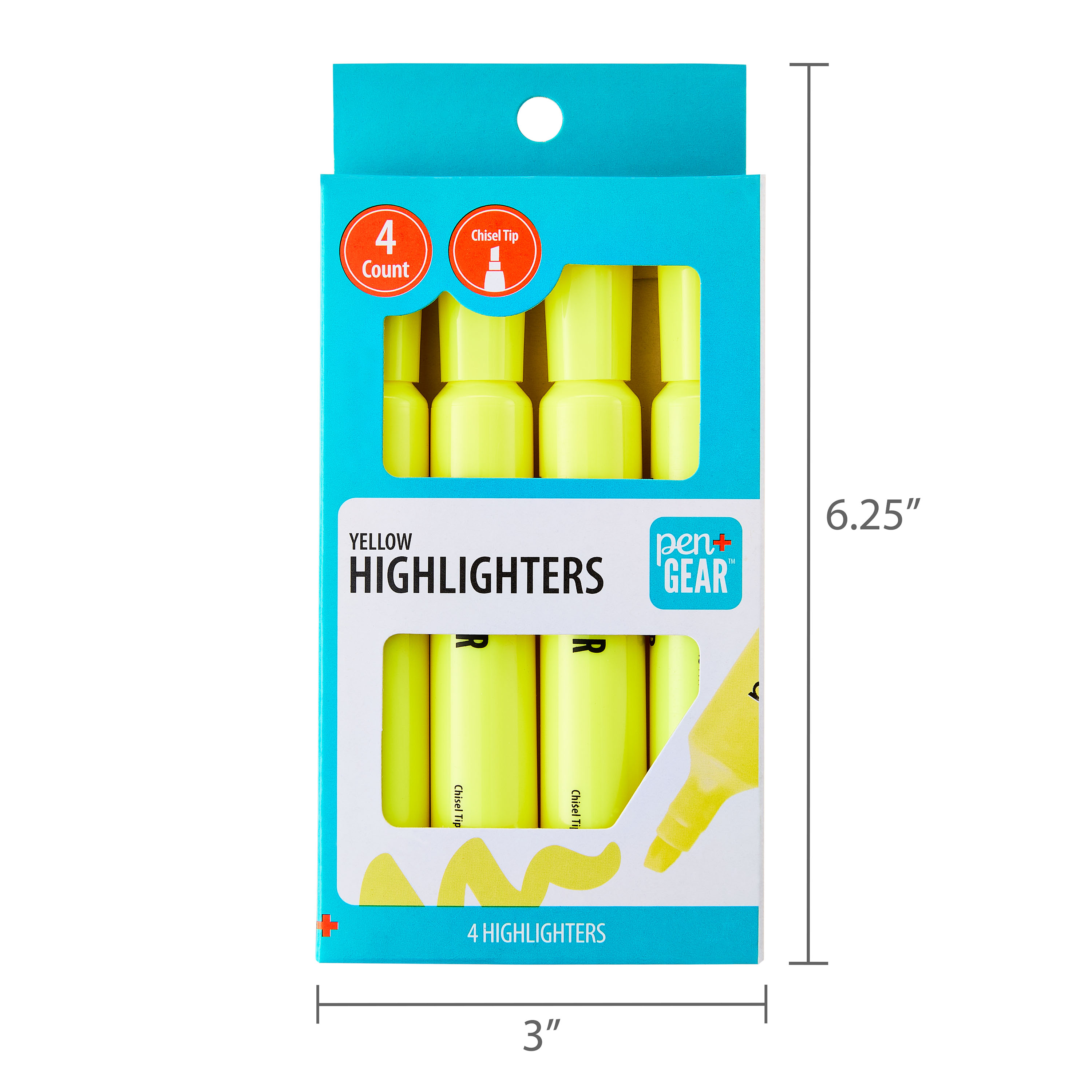 Resaltadores tipo tanque Pen+Gear, punta biselada, amarillo, 4 unidades 6