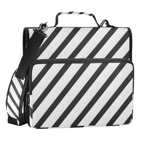 ALAZA Zipper Binder Black Stripes 3 Ring Trapper Keeper File Folder Organizer Bag