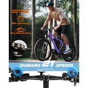 Qlife Racer Electric Bicycle for Adults, 21-Speed Mountain Ebike with 500W 28MPH Brushless Motor, 48V10.4Ah , 27.5X2.1 Tire,Purple