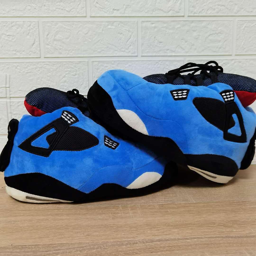 Sneaker Slippers plush White/L.Blue/Blk Jordan 11's Inspired | eBay