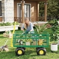 thumbnail image 3 of EastVita Heavy Duty 1400 Lbs Capacity Steel Garden Cart 3-in-1 Utility Metal Wagon with Removable Mesh Sides to Convert Into Flatbed Yard Utility Cart Outdoor Gardens Wagon for Garden Farm Lawn, 3 of 5