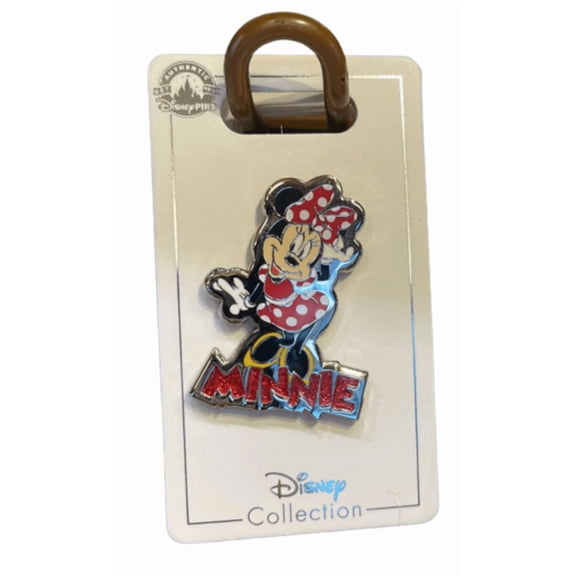 Disney Parks Minnie Mouse Figure with Sign Pin New with Card