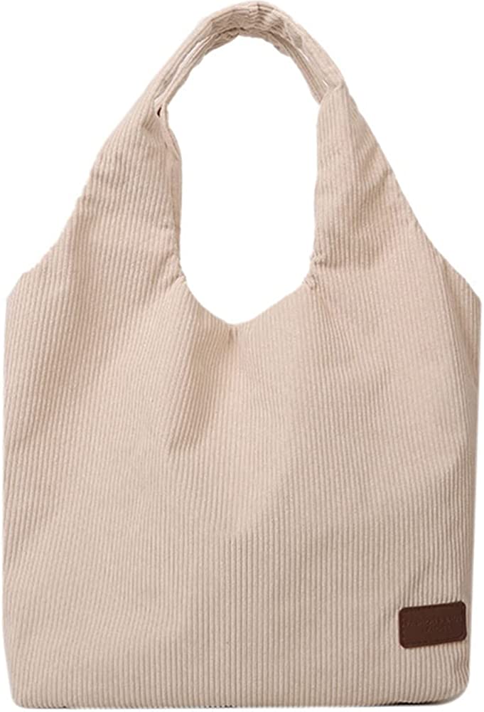 PIKADINGNIS Corduroy Tote Bag Women Casual Hobo Bag Shoulder Bag for