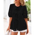 thumbnail image 4 of Blusa KIRUNDO para mujer con lazo en la parte delantera y encaje bordado, 4 of 9