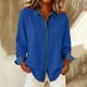 thumbnail image 2 of Camisas de retales de mezclilla for mujer, camisa con botones de solapa, blusa informal de negocios de manga larga con bloques de color sueltos, 2 of 6