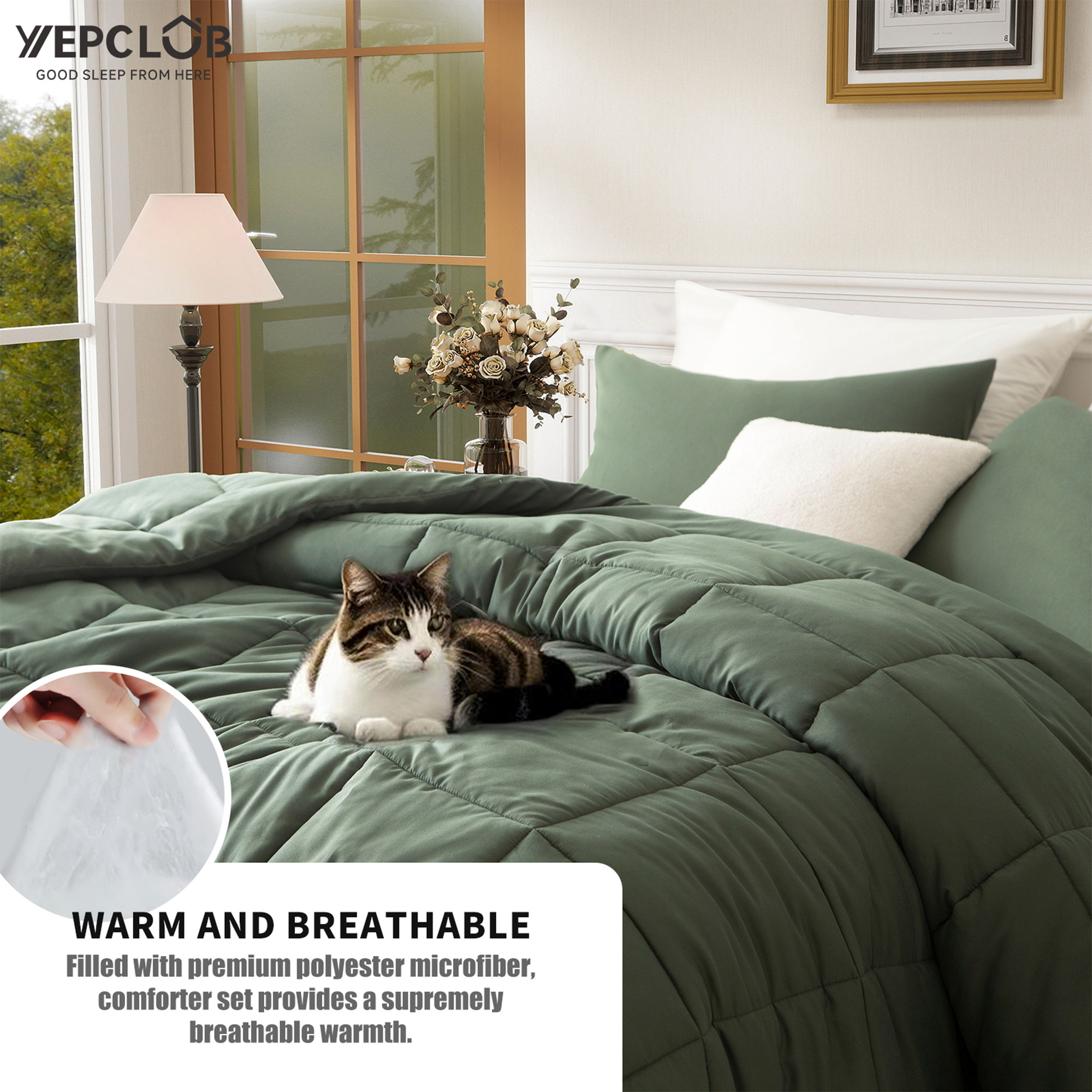 YEPCLUB Twin Comforter Set, 2-Piece, Green Down Alternative photo 5