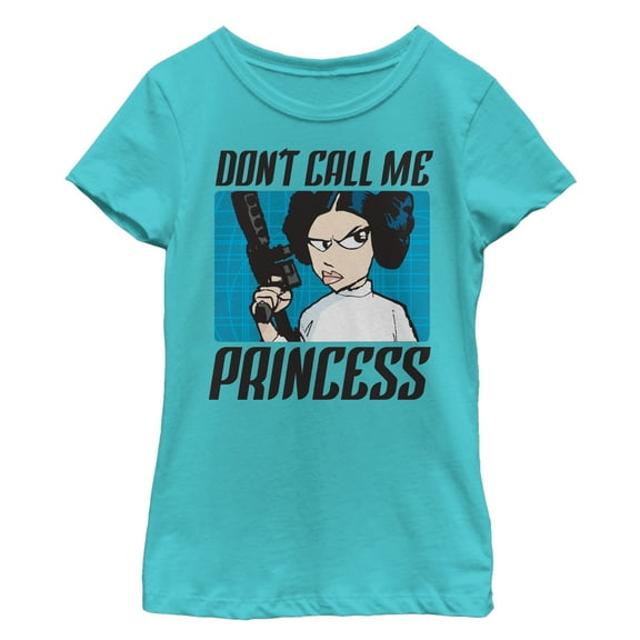 Girl's Star Wars Don't Call me Princess Cartoon  Graphic Tee Tahiti Blue Medium