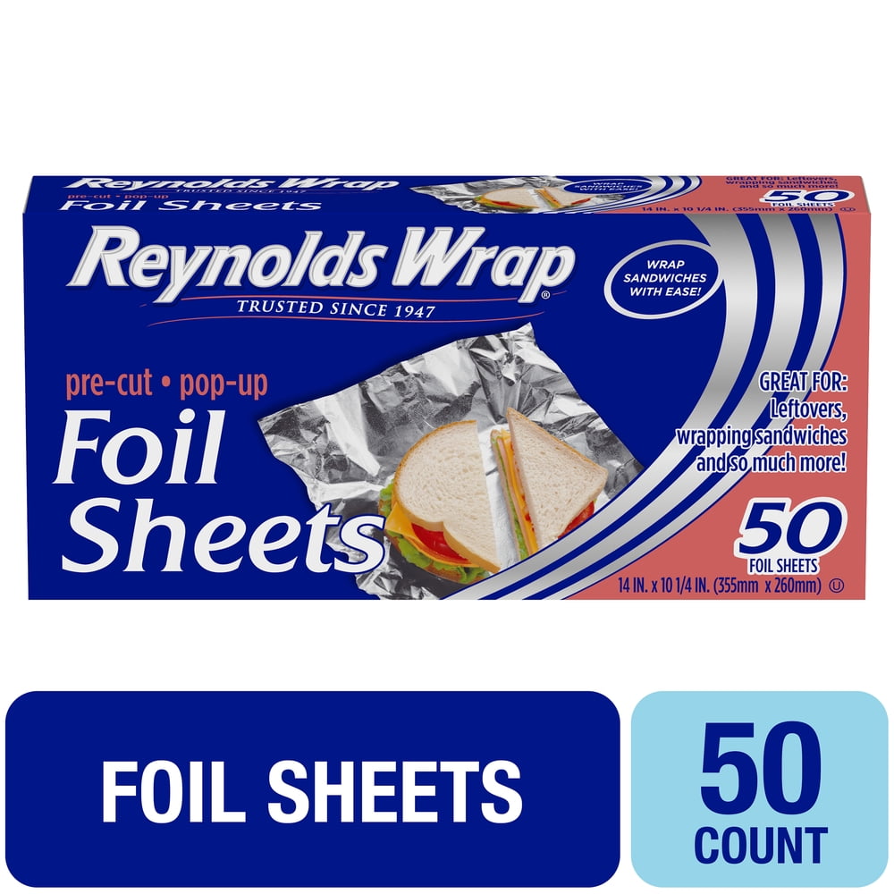 Reynolds Pre Cut Aluminum Foil Sheets 12 X 10 75 Inches 50 Sheets 