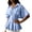 #024-Blue, variant on Craaazy Gifts for Women Casual Fitted Waist Solid Color Turndown Collared Neck Striped Peplum Blouse for Office