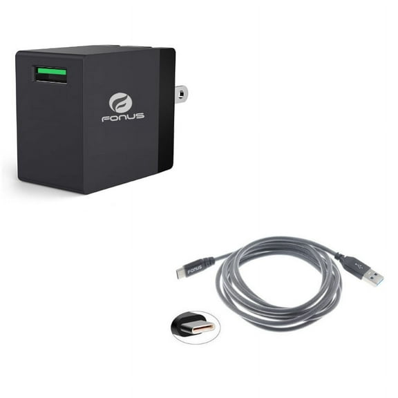 18W Fast Home Charger w Type-C 6ft USB Cable Z5W for LG Q7 Plus, G Pad X II 10.1, V50 ThinQ 5G, Stylo 4 Plus, Google Nexus 5X, G8 ThinQ, G7 ThinQ, 5 - Microsoft Surface Go (10"), Lumia 950