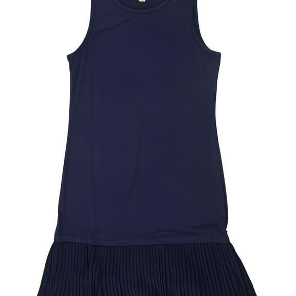 Michael Kors Womens Pleated Hemline Tank Dress, Blue, Small