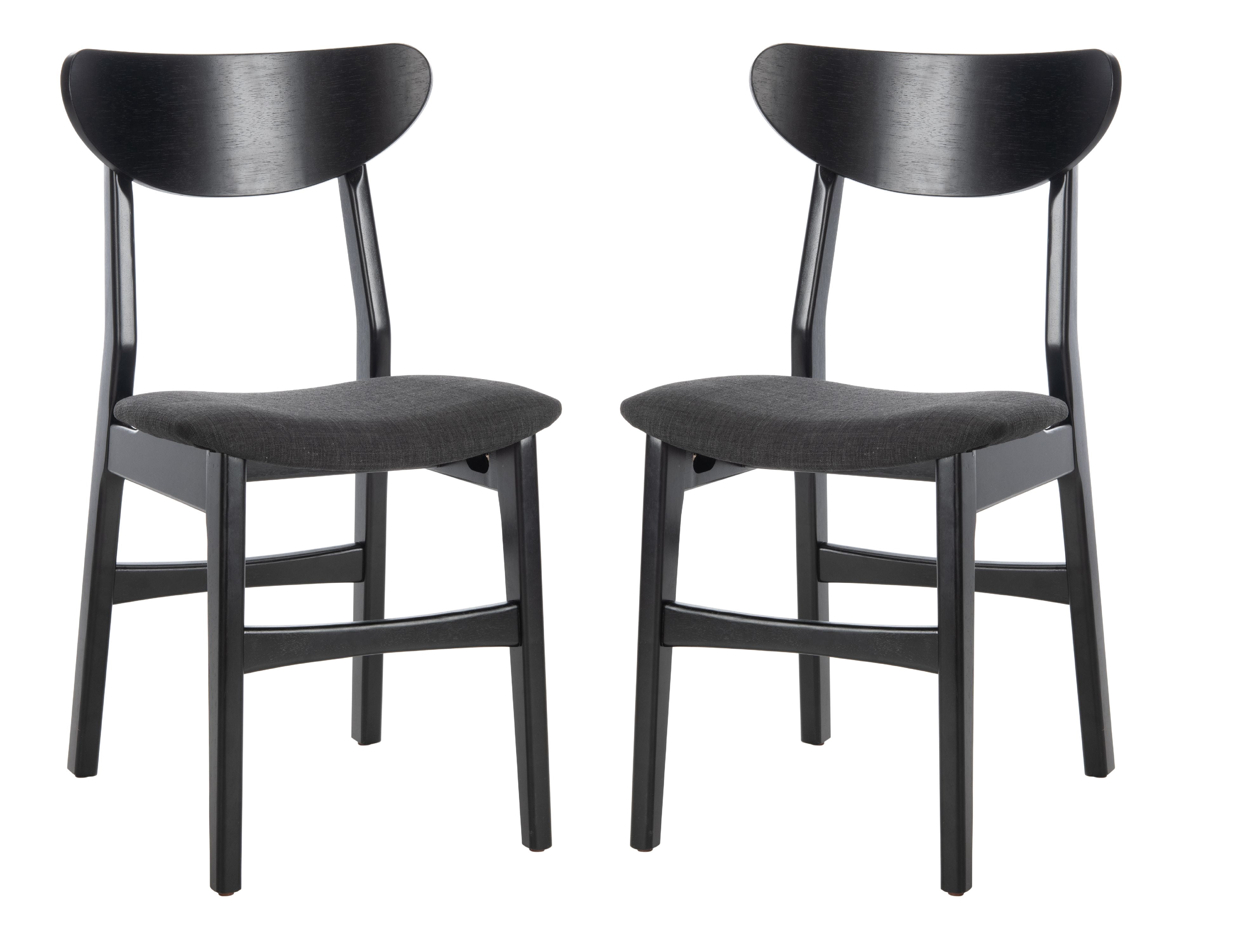 SAFAVIEH Lucca Retro Farmhouse Dining Chair, Black/Cushion, Set of 2