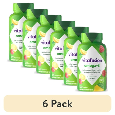 (6 pack) vitafusion Omega-3 Gummy Vitamins, Berry Lemonade Flavor Heart Health Vitamins(1), 120 Count