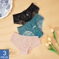 thumbnail image 2 of ¡3 piezas/paquete! Bragas de encaje sexy para mujer, ropa interior, calzoncillos de encaje SML XL, lencería suave con lazo Floral transparente Tan Jianjun unisex, 2 of 2