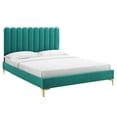thumbnail image 2 of Modway Reagan Twin Performance Velvet Platform Bed in Teal, 2 of 10