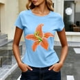 thumbnail image 5 of Gamivast Crop Tops for Women Short Sleeve Y2K Baby Tee Floral Graphic Print Shirts Casual Slim Fit Summer Basic T-Shirts Flattering Everyday Going Out Loungewear Top Light Blue XL, 5 of 6