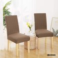 thumbnail image 2 of Deconovo - Funda de silla de comedor de punto jacquard, elástica, lavable y extraíble, de licra, para banquetes, juego de 2, color marrón claro, 2 of 6