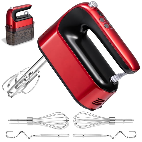 CBQ Hand Mixer Electric, 9 Speed 400W Handheld Mixer with Digital, Touch Button, Turbo, Snop-On Storage Case, 5 Stainless Steel A