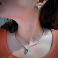 thumbnail image 2 of Chic Green CZ Big Drop Earring Necklace Set for Women Party Collection Jewellery, 2 of 9