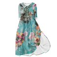 thumbnail image 1 of Vestido de Verano para Mujeres Impreso Cuello de Vuelta de Manga de Tres Cuartos, Estilo de Ocio de Moda para Ocasional, Fiesta Y Vacaciones, 1 of 5